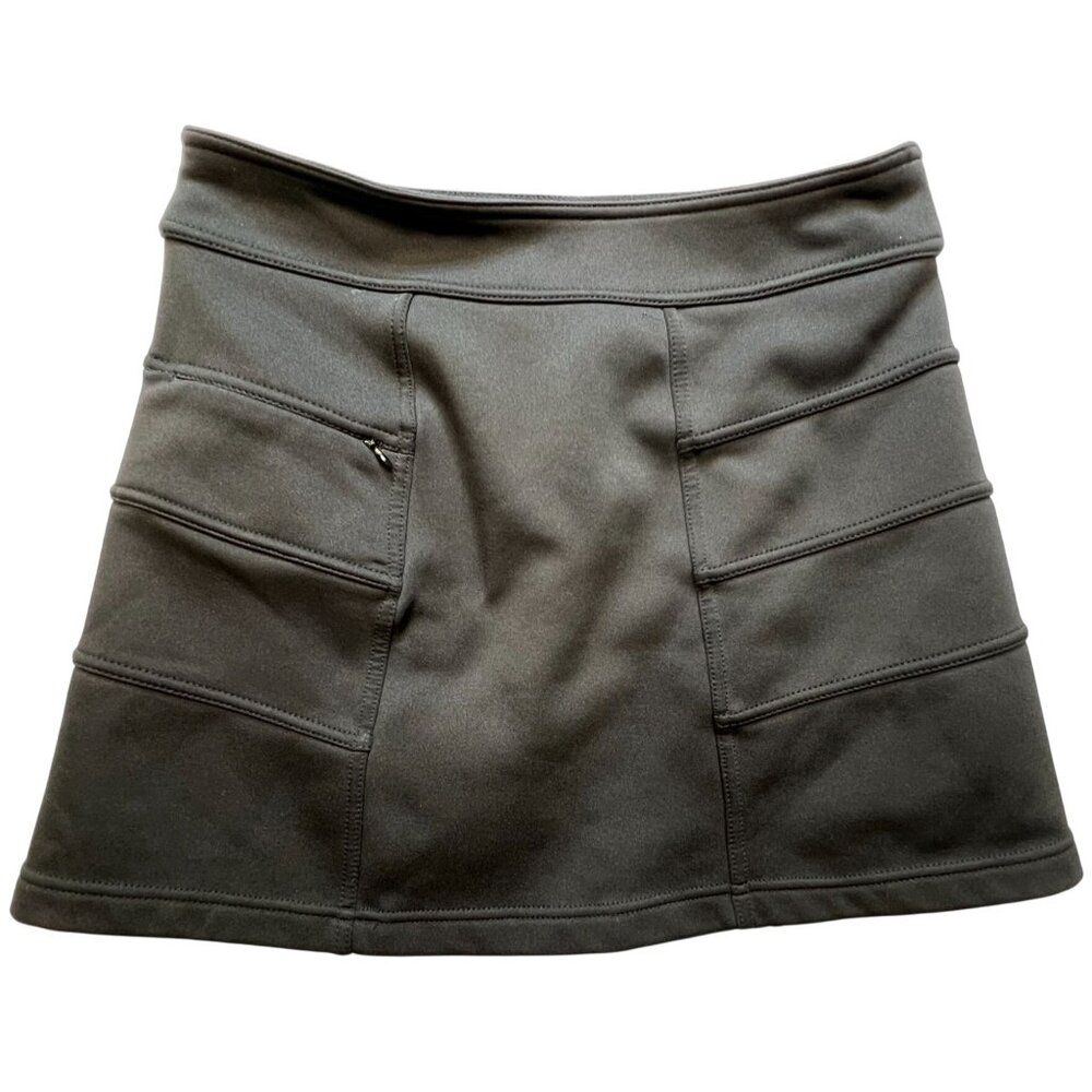 Athleta Women's Blizzard Fleece Lined Mini Skirt Stretch Size S Gray Zip Pocket